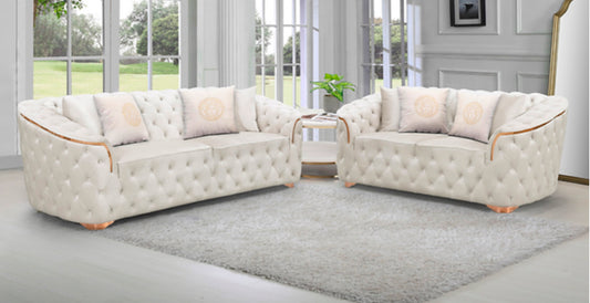 Milan Cream Velvet 2pc sofa and loveseat