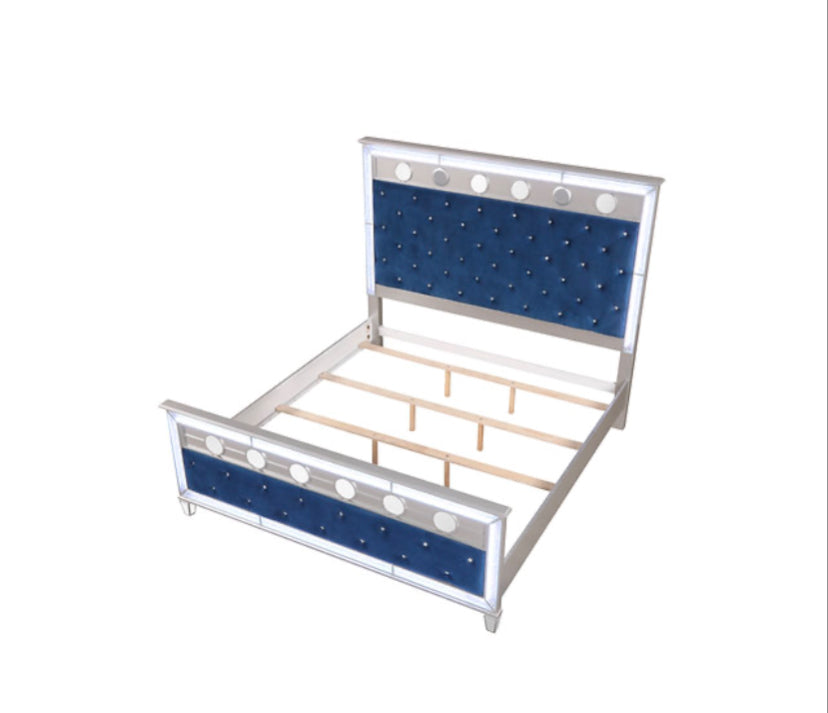 Gemma Blue king 5 Piece Set Includes: king Bed, Dresser, Mirror, Nightstand, Chest