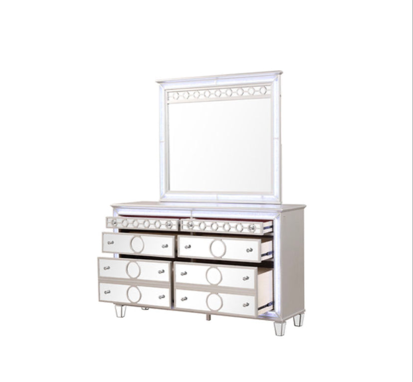 Gemma Blue king 5 Piece Set Includes: king Bed, Dresser, Mirror, Nightstand, Chest