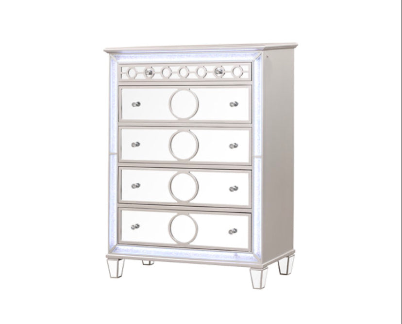 Gemma Blue king 5 Piece Set Includes: king Bed, Dresser, Mirror, Nightstand, Chest
