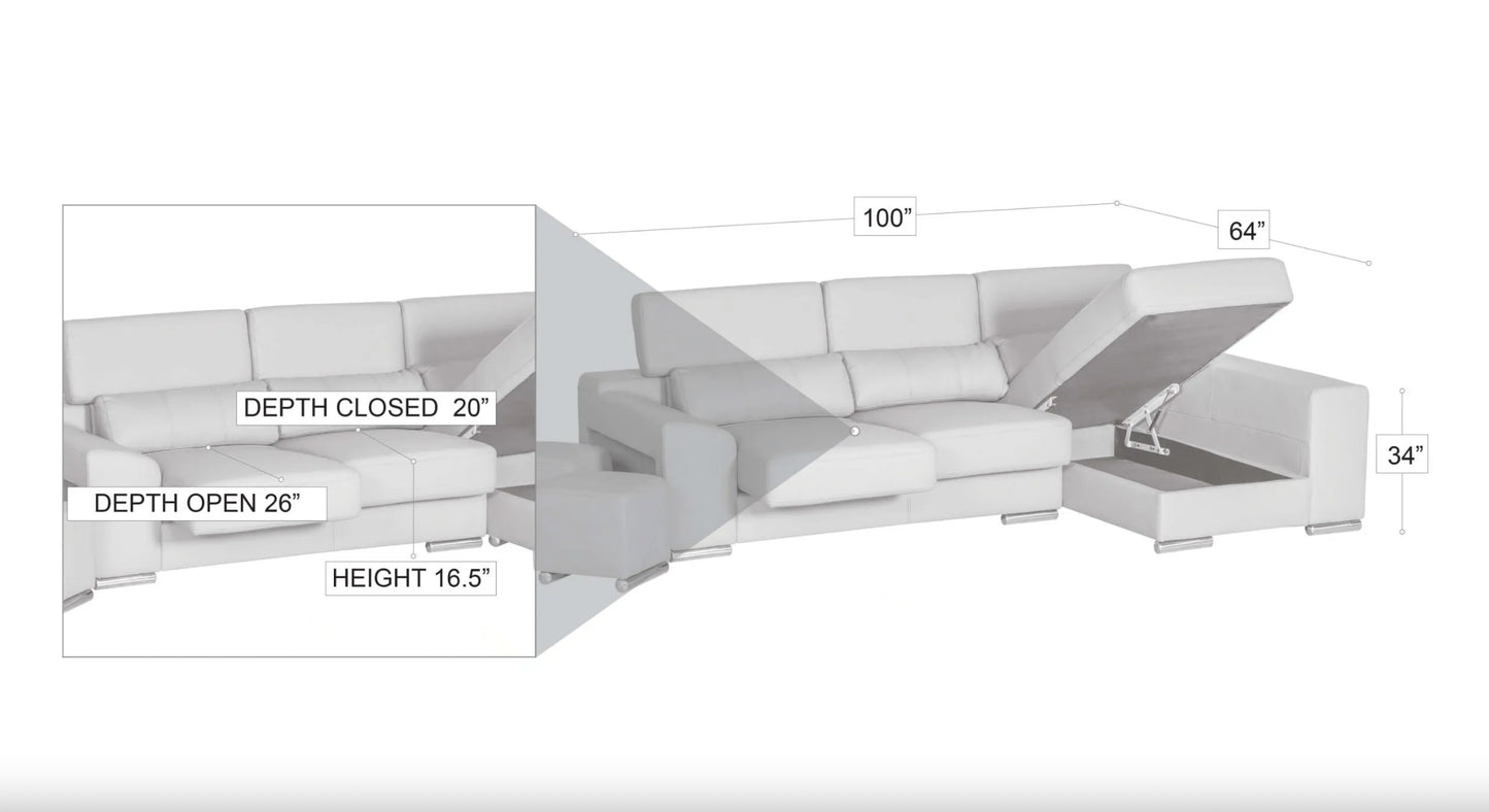 London Sectional RIGHT white