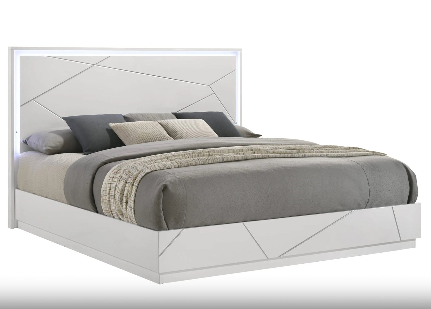 Dubai Bedroom Set Queen LED SKU: DUBAI set queen 4 pcs - QUEEN bed, 1 Nightstand, 1 Dresser, 1 mirror