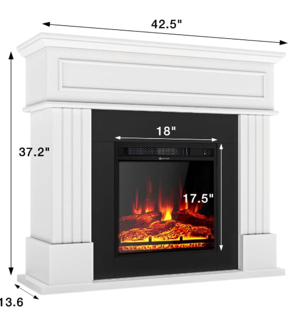 Electric Fireplace TV Stand with an 18-inch electric fireplace and 3D realistic flame effect